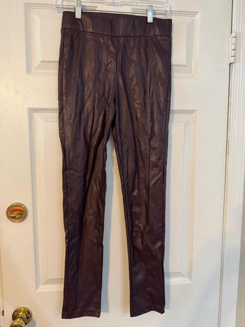 Faux Leather Leggings in Deep Purple
